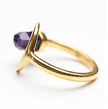 Jauno Modes Purpura Akmens Iesaistīšanās Dizaina Karstā Pārdošanas Gredzeni, Sievietēm, Eleganta, Zelta Krāsas Sakausējuma Mēness Gredzeni Sieviešu Puses Rotaslietas