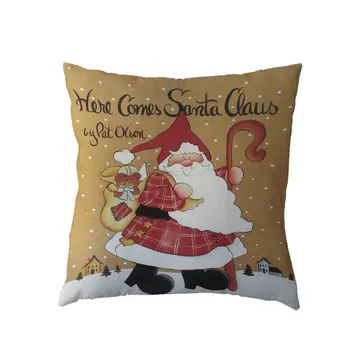 Svinēt Ziemassvētkus Baltā Spilvena Vāka Poliestera Persiku ādas Karikatūra Santa Claus Meitene, Suns, Spilvens Gadījumā mājās Krēsls, Dīvāns Apdare
