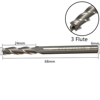 1pc 6mm x 6mm 3 Flauta HSS Alumīnija Beigām Dzirnavas Kuteris Pagarināts CNC Bitu Incisive Spēcīgs un Izturīgs visaugstākās Kvalitātes