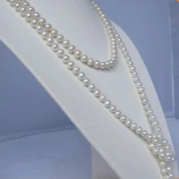 8mm modes balts imitētu-pērļu čaulas apaļas pērles skaistu ilgu ķēdes, virves kaklarota sievietēm, rotaslietu izgatavošana 68 collu BV336