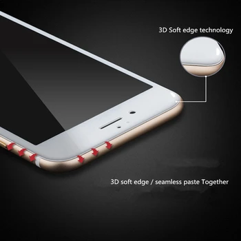 Rūdīta stikla iphone 8 plus screen protector for iphone 6s 3D pilnībā segtu stikla aizsargs uz iphone 6 6s plus ultra-plānām