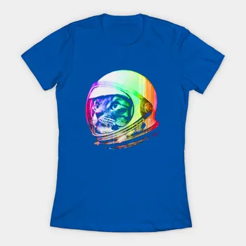 Astronauts Kosmosa Kaķis Sieviešu T-Krekls