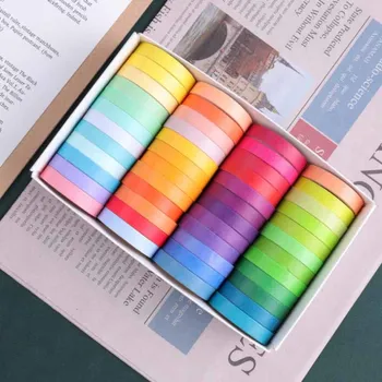 40 krāsas, 60 krāsas, dabas vēja varavīksnes tīrtoņa krāsu washi lentes karikatūra multicolor kancelejas preces, lentes, piederumi