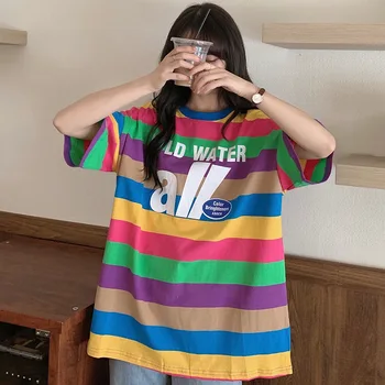Jaunas Multfilmas Kokvilnas īrisiespiedumu Zaudēt Vidēja garuma Sieviešu T-krekls Harajuku Krekls korejas Apģērbs Sieviešu Apģērbs Harajuku Tshirt