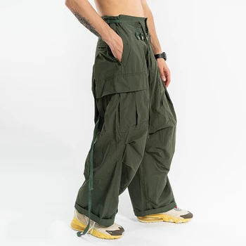 IEFB /vīriešu apģērbs pavasara ziema ir 2021. jaunu modes Harajuku black green loose (dungriņi) vīriešu ikdienas plaša kāju bikses 9Y3854