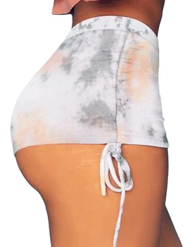 Sieviešu īsās bikses-Šorti, sexy kaklasaišu krāsošanas iespiesti augsto vidukli, sporta bikses , elpojoša ādas-draudzīgi