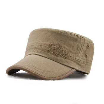 T-MAC Klasika Vintage Flat Top Mens tīrtoņa Krāsu Vāciņi Un Cepure, Regulējams Aprīkots Biezāka Klp Ziemā Silts, Militārās Cepures Vīriešiem