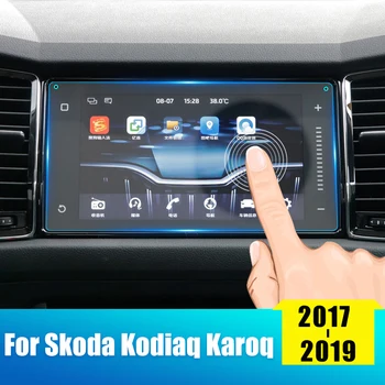 Par Skoda Kodiaq Karoq 2017 2018 2019 2020 Rūdīta Stikla, Auto GPS Navigācija, LCD Ekrāna Aizsargs, Touch Displeju Aizsardzības Plēves