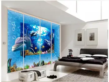 3D sienu gleznojumi tapetes pielāgotu attēlu, sienas tapešu 3D stereo zemūdens pasauli HD fona sienu gleznojumi guļamistabas sienas dekori