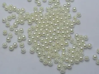 1000 Gab. 4mm Plastmasas, Mākslīgās Pērles Apaļas Pērles Ziloņkaula Pērles Imitācija
