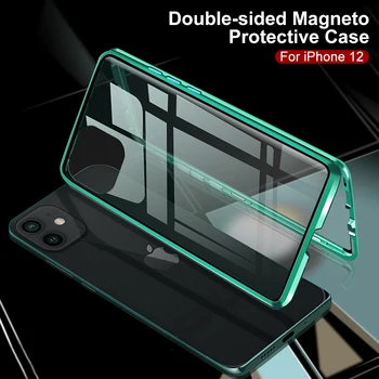 Magnētiskās Aizsardzības Gadījumā, iPhone 12 11 Pro Max 12MINI Gadījumā double-sided Vāciņš iphone 12 11 Pro Max Triecienizturīgs Coque Capa