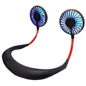 Kakla Ventilators Ar Nakts Gaismu Dual Head Portatīvo Kakla Karājas Fanu Rokās Bez maksas USB Lādējamu 3 Ātrumu Ceļojumā Sporta