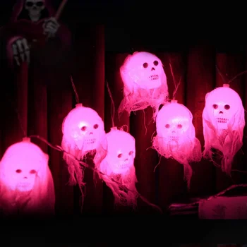 Halloween Dekorēšanai 2.5 m LED Laternu String Garu Galvaskausu Krāsu Zvaigžņu Gaismas Halloween Night Party Īpaša