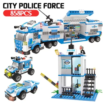 City Mobilā Policijas Celtniecības Bloki savietojami Pilsētas Policijas Iecirknis Kravas Helikopteru Cietumā Skaitļi Apgaismo Ķieģeļi Bērniem Rotaļlietas