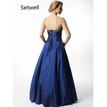 Setwell 2017 Pieticīgs Royal Blue Vakara Kleitas Strapless Mežģīnes Augšu Atpakaļ Vakarkleita Augstas Kvalitātes Sequin Īpašu Gadījumu Kleita