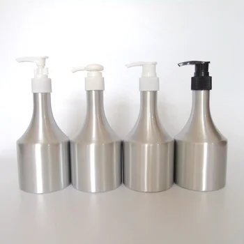 Bezmaksas piegāde 300ml alumīnija šampūna pudeles ar sūkņiem garu kaklu, alumīnija losjons pudeles uzpildāmas pudeles