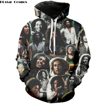 PLstar Cosmos jaunais modes 3d Hoodies Regeja iniciatore Bob Marley drukāt kapuci sporta krekls Vīriešiem, Sievietēm gadījuma Tracksu