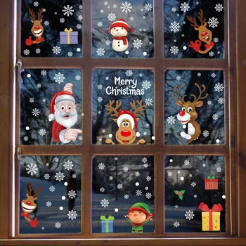 Santa Elk Ziemassvētku PVC Statiskas Uzlīmes Izdaiļot Māju Windows Liela Sniega Pārsla, Sienas Uzlīmes Jaunajā Gadā Grupa Stikla Saģērbt Rotaslietas
