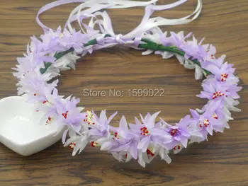 Pasaku Ziedu Vainagu Purple White Flower Girl Galvas Vainags Meža Kāzu Līgavas Oreols Ap Galvu Stiprināmas Roku Darbs Princese Matu Aksesuāri