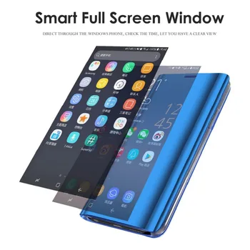 XINKSD Luksusa Skaidru priekšstatu Smart Mirror Tālrunis Lietā Par iphone X 9 8 7 6 6s Plus Gadījumā, Flip Stends Ādas Vāciņš iphone XR Xs Maks.