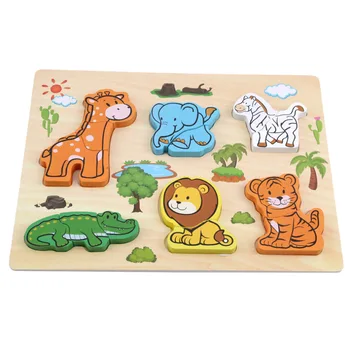 Rotaļlietas Bērniem Dzīvnieku Rokas Pavērās Stereo Pārī Mīklas Bērniem Agrīnās Izglītības Jigsaw Puzzle Board Koka Rotaļlietas, Jaunu Stilu