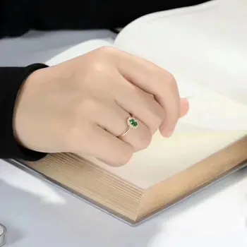 925 sterling sudraba Emerald Gredzeni, dāvanu sieviešu rotaslietas smaragda Kāzu gredzenu atvērt gredzeni Smalkas Rotaslietas j040602agml