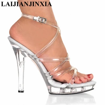 LAIJIANJINXIA Modes Režģis 13 cm Super Augstas Kurpes bieza kurpes, modelis rāda, sandales magazine liecina sieviešu kurpes