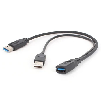 Augstas Kvalitātes USB 3.0 Kabeli, Dual Power Maksas Kabeļi Y Adapteri, Sieviešu un Vīriešu Smadzenes Vads 30CM