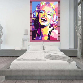 Krāsains Marilyn Monroe Glezna Glezniecības Portreta Anotācija Plakāti un Izdrukas Audekla Sienas Māksla Bildes viesistaba, Mājas Dekoru