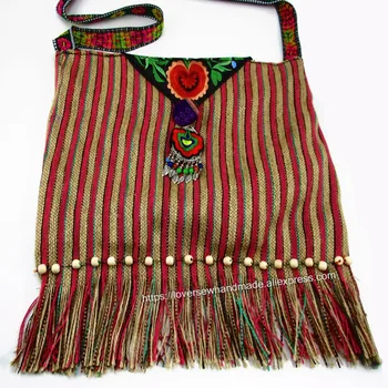 Bezmaksas piegādes maksa Vintage Hmong Cilts Etniskā Taizemes, Indijas Boho pleca soma ziņu soma sieviešu izšuvumi Gobelēns SYS-557