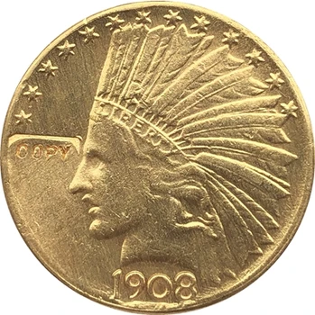 24 K zelta pārklājumu 1908-D $10 ZELTA Indijas Pusi Eagle Monētas Kopiju,