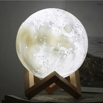 Uzlādējams LED Nakts Gaisma Puse Mēness Lampas, 3D Druka Moonlight Luna Touch Apgaismojums 3 Krāsas Maiņa Pieskarieties Slēdzim 3D Puse Gaismas
