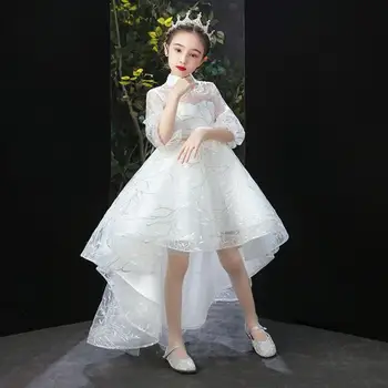 Bērniem Kleita Meitenēm Vasaras Kleita Balta Mežģīņu Kāzu Puse Ziemassvētku Apģērbu Princese Ziedu Tutu Kleitu Bērni Prom Bumbu Kleita