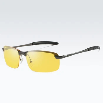 Mens bez apmales Polarizētās Saulesbrilles, Dzeltenā Objektīva Nakts Redzamības Saules Brilles Anti-saules Brilles-Saules Bloka Vadītāja Eyewears