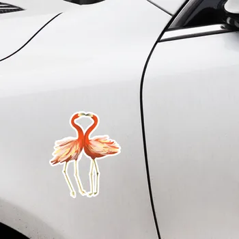 YJZT 15,5 CM*12.7 CM Skūpstīties Patīk Flamingo PVC Dzīvnieku Auto Uzlīme Decal Auto Piederumi C29-1113